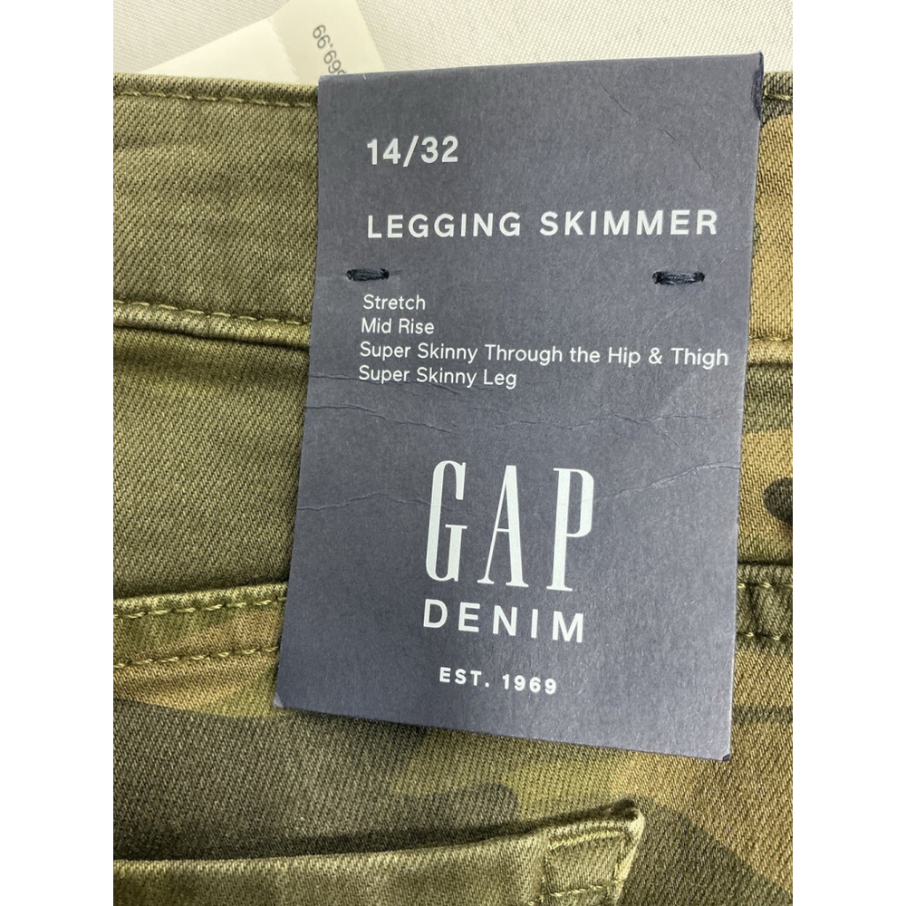 Womans Gap Denim Leggings 14/32 Stretch Midrise Skinny Camo Zip Button NWT - Picture 5 of 9